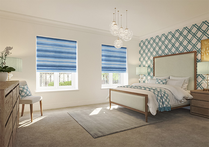 Ombre Velvet, Vivid Blue - Motorised Roman Blind - Image 6